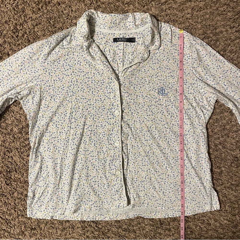 Lauren Ralph Lauren XL 100% Cotton Embroidered Logo Dainty Floral Pajama Set - Picture 12 of 16